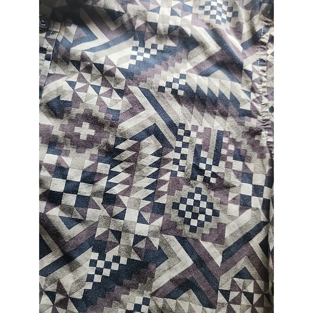 American Rag Shirt‎ Mens Size L Aztec Button Brown Beige Black All Over Print - Picture 3 of 6